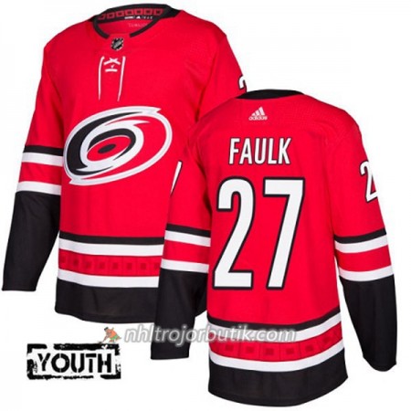 Barn Ishockey Carolina Hurricanes Tröja Justin Faulk 27 Adidas 2017-2018 Röd Authentic